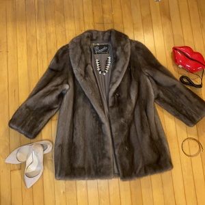 Vintage Brown Fur Coat Jacket
